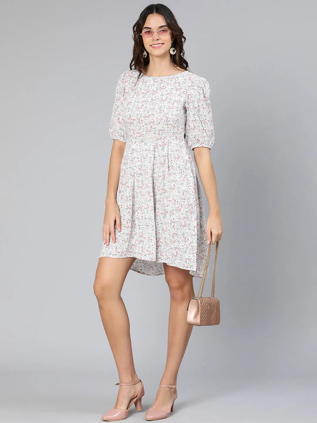 Online Clothing Boutiques Grey colored printed women dress