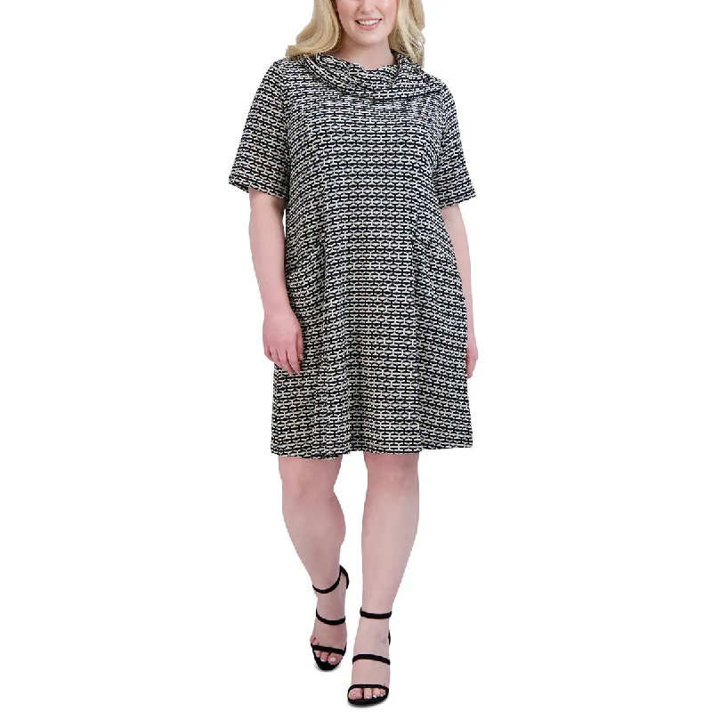 Elegant Women's Evening Garments Signature By Robbie Bee Womens Plus Cowl Neck Knit Wear To Work Dress
