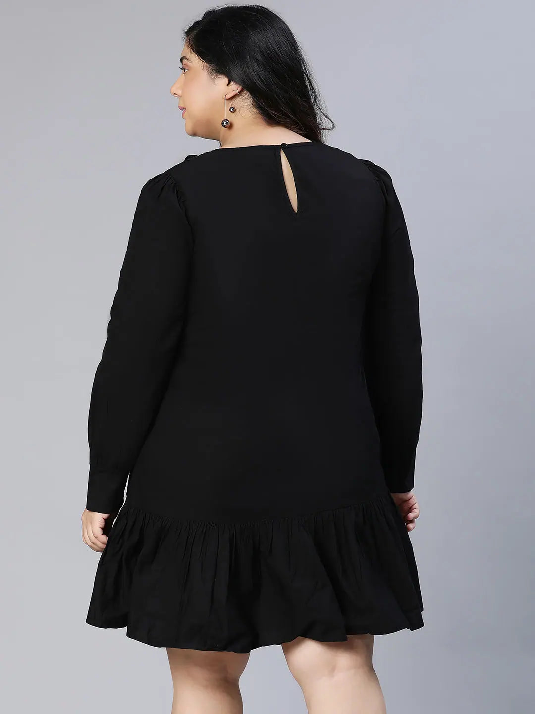 Affordable Online Boutiques Magnificant Black Full Sleeves Women Plus Size Dress