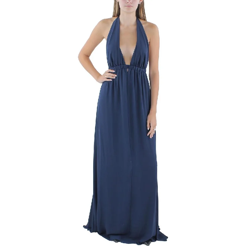 Women's Functional Outfit For Outdoor Activities Show Me Your Mumu Womens Deep V Neck Long Halter Dress