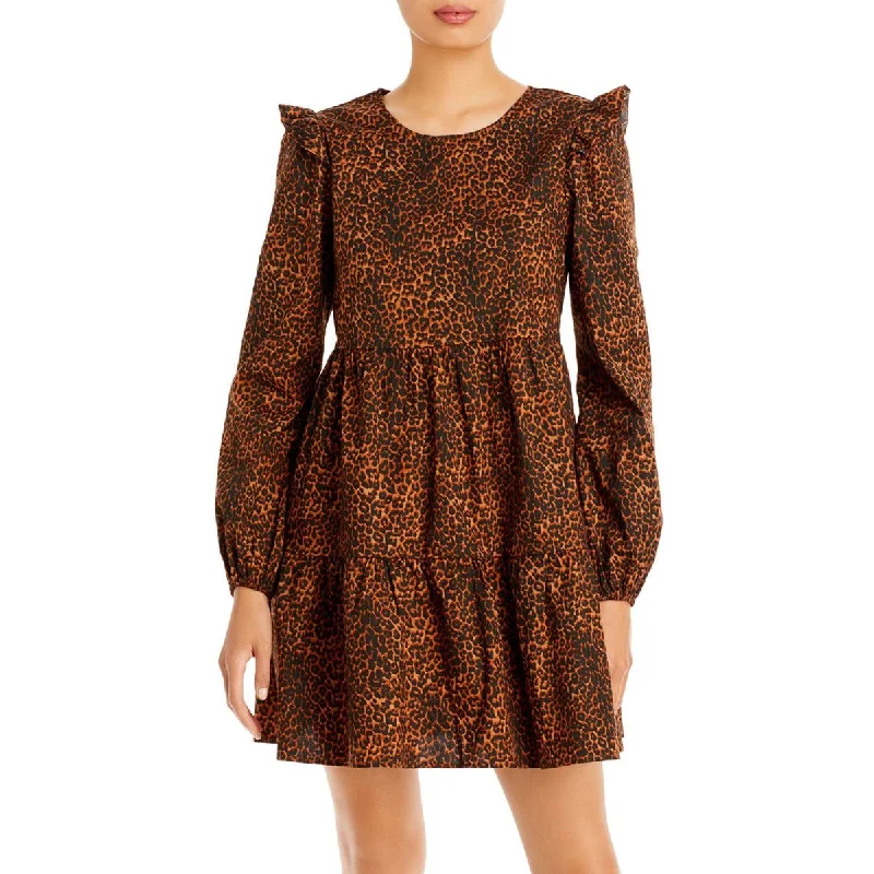 Classic Women's Clothing Styles WAYF Womens Velma Animal Print Ruffled Babydoll Dress Classic Women's Clothing Styles WAYF Womens Velma Animal Print Ruffled Babydoll Dress