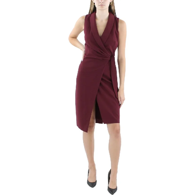 Women's Resort Garments Black Halo Womens Knee-Length Side Tie Sheath Dress