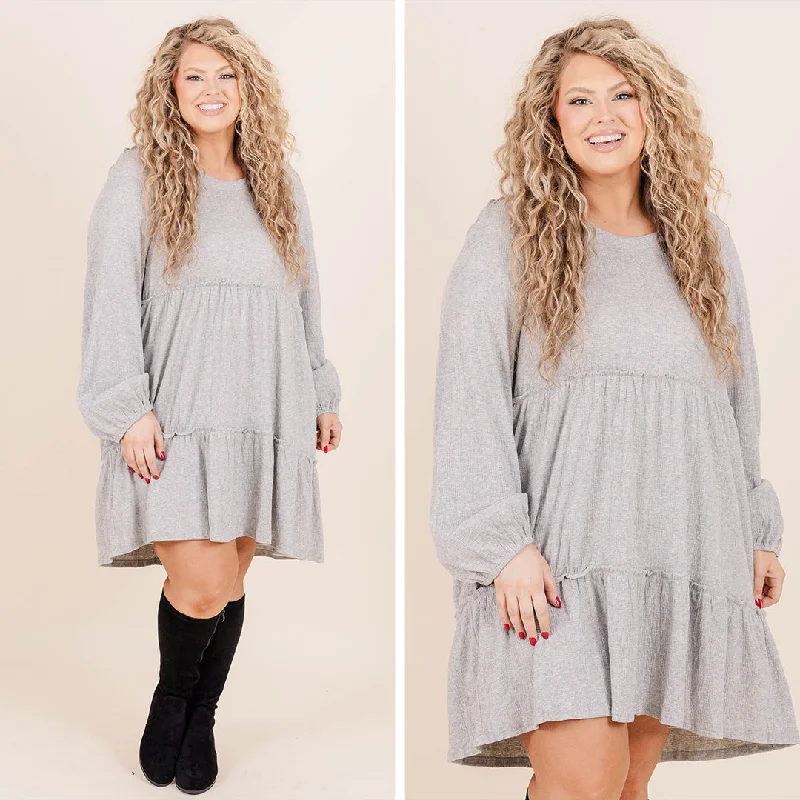 Plus-Size Women's Clothing You're So Sweet Dress, Gray