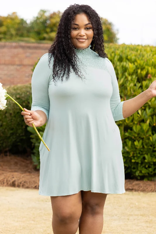 Preppy Style Simply Southern Dress, Sea Foam