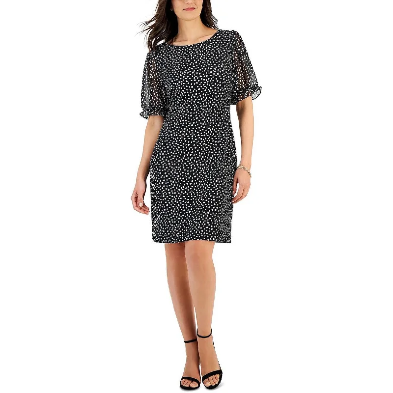 Women's Street Style Casual Wear Connected Apparel Womens Knee Length Sheer Sleeve Sheath Dress