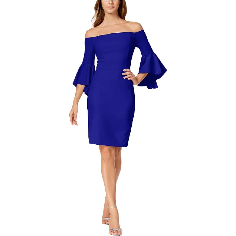 Women's Trendy Casual Outfit Calvin Klein Womens Off-The-Shoulder Mini Sheath Dress