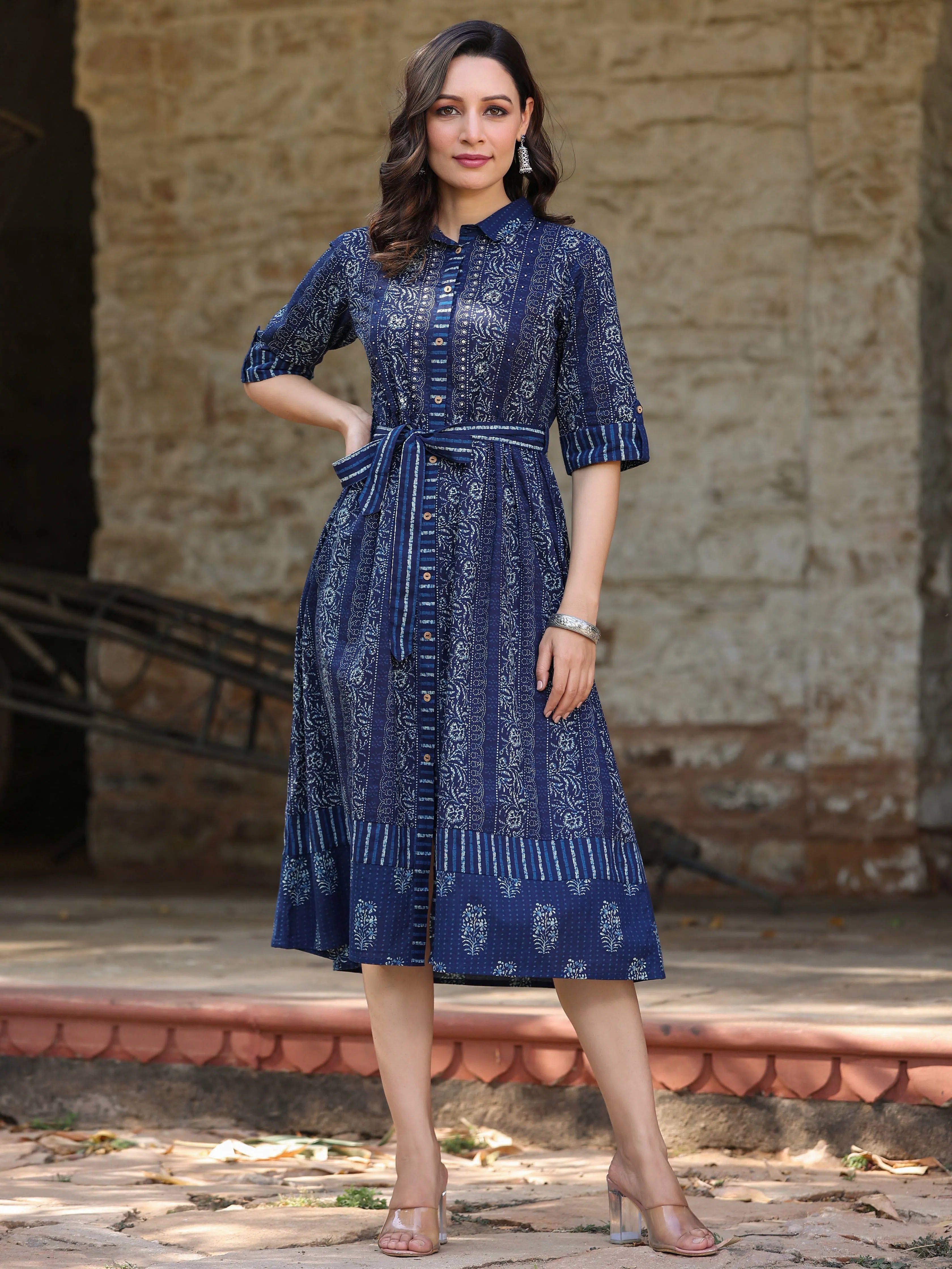 Casual Clothes For Women Juniper Women's Navy Printed A-Line Dress