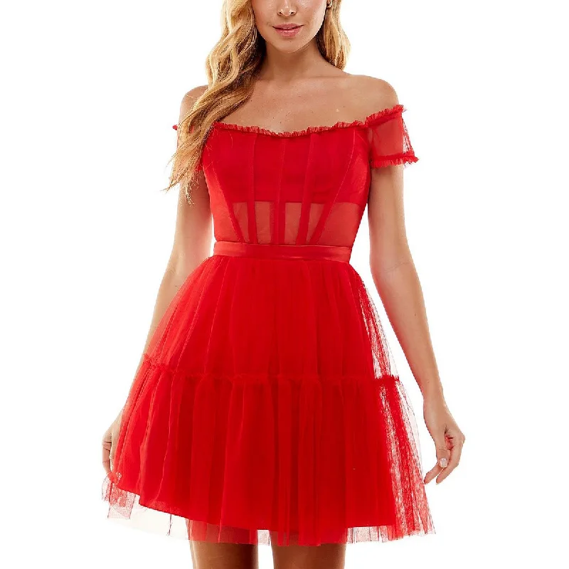 Stylish And Comfortable Clothing For Women City Studios Womens Juniors Silk Mini Fit & Flare Dress