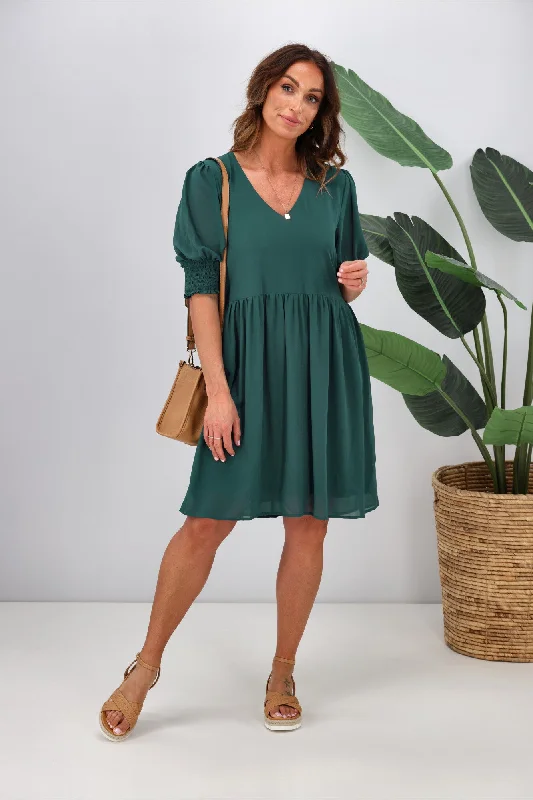 Women's Travel Garments Gloss By Shine On Hallie Chiffon Dress Dusky Teal