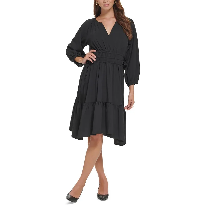 Edgy Fashion Calvin Klein Womens Tiered Knee Length Fit & Flare Dress