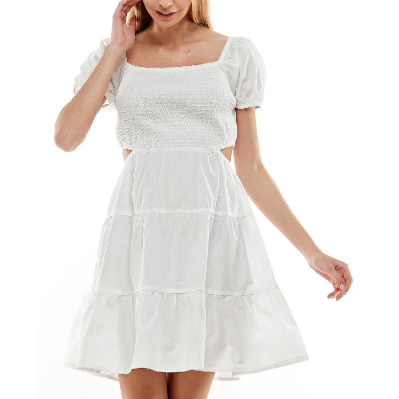 Clothing Sales Planet Gold Womens Juniors Cotton Cut-Out Fit & Flare Dress