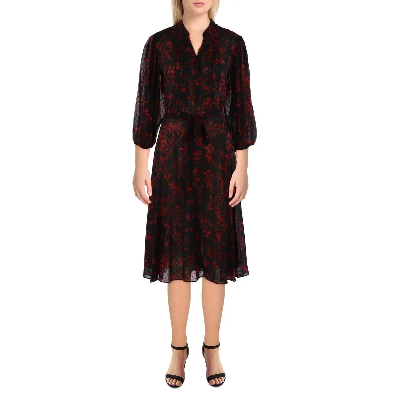 Timeless Women's Clothes Nanette Nanette Lepore Womens Pintuck Knee Length Fit & Flare Dress