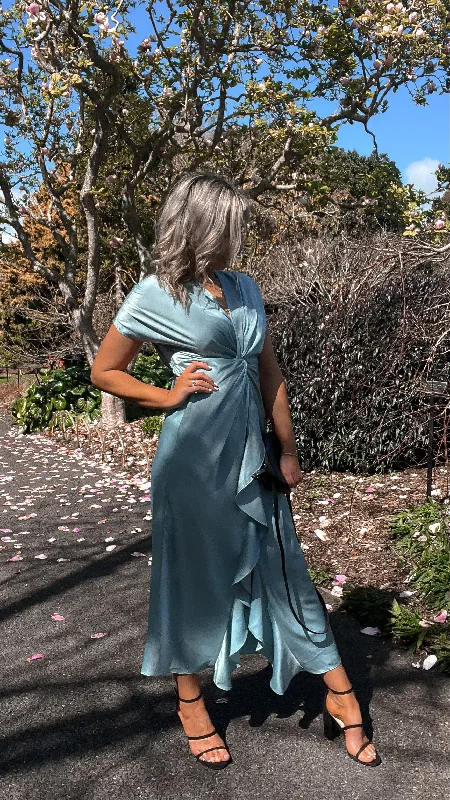 Chic Women's Clothing for Work and Travel Celebration by Shine On Aster Twist Dress Duck Egg Blue
