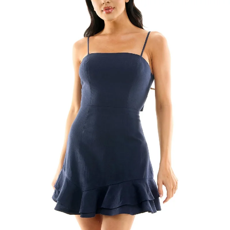 Women's Clothing For Outdoor Activities City Studios Womens Juniors Mini Tie Back Fit & Flare Dress