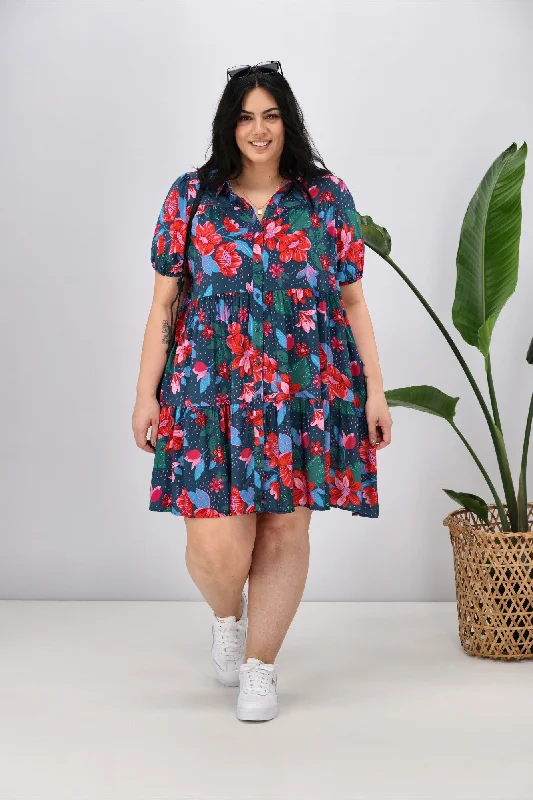 Versatile Women's Fashion Boho Australia Reid Dress Navy Red