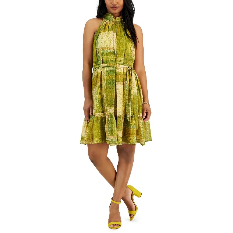 Latest Fashion Taylor Womens Petites Metallic Above Knee Sheath Dress
