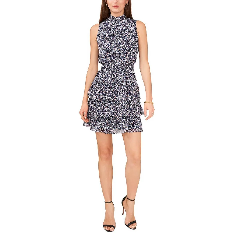 Formal Garments For Women MSK Womens Petites Mock Neck Mini Fit & Flare Dress