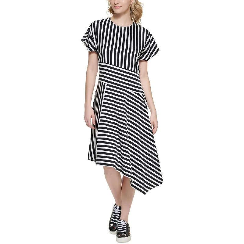 Women's Travel Garments Karl Lagerfeld Paris Womens   Asymmetric Hem  Fit & Flare Dress