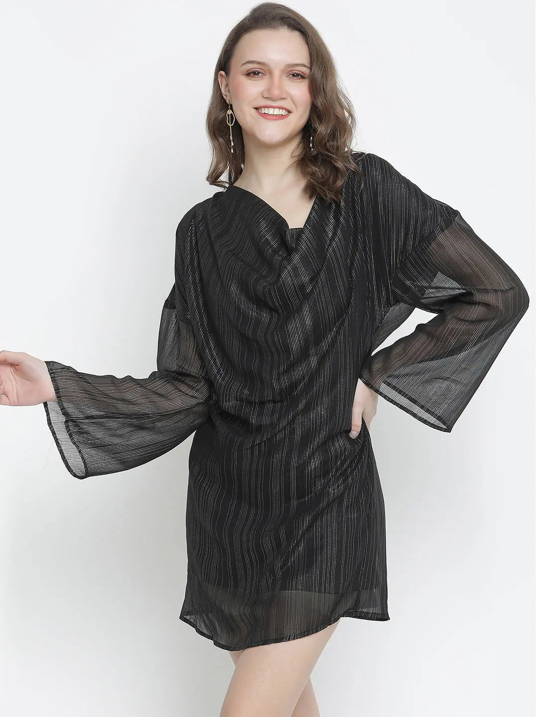 Online Boutique Stores Glossy black party wear women dress