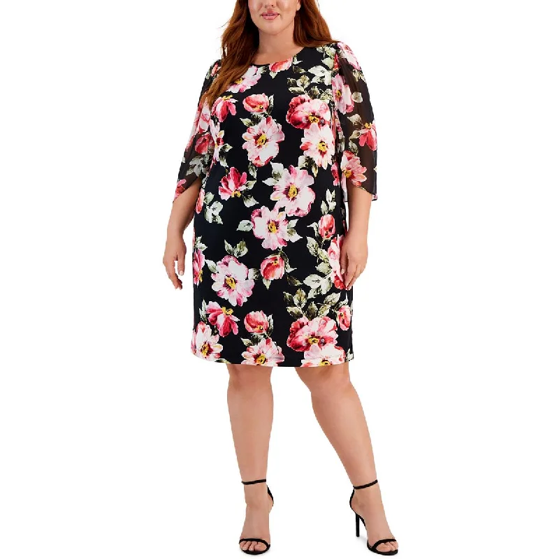 Women's Tops And Clothing Connected Apparel Womens Plus Tulip Sleeves Knee-Length Sheath Dress