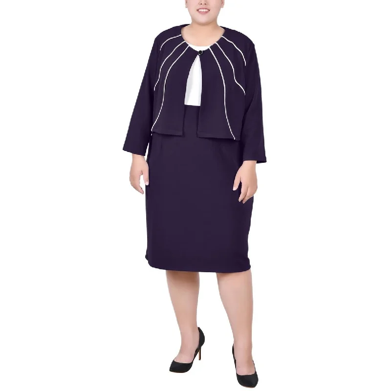 Affordable Women's Garments NY Collection Womens Plus Two Tone Business Sheath Dress