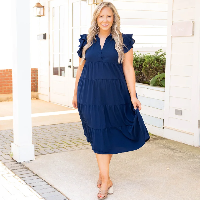 Women's Stylish Outerwear Play Time Dress, Navy