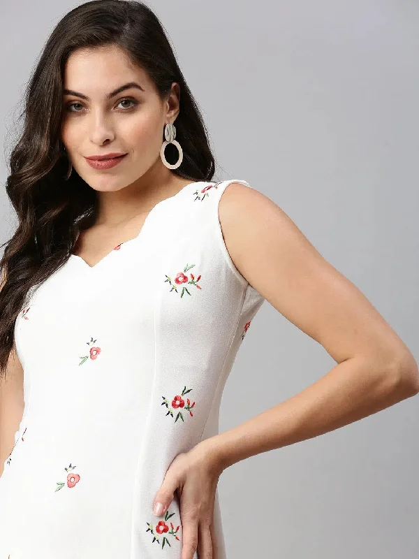 Women's Trendy Outfits Women White Solid Sheath Dress-AE-9948-White