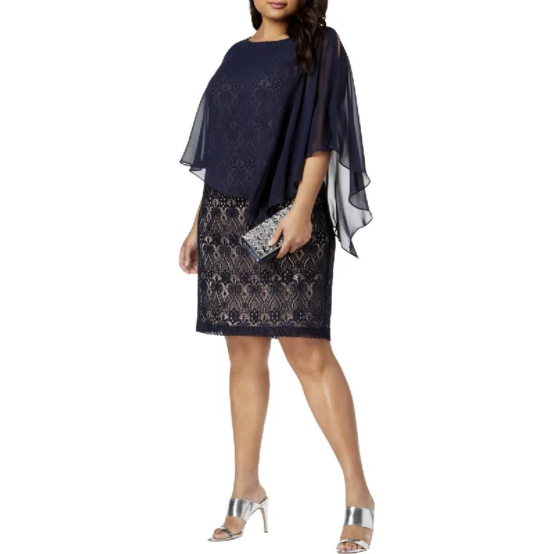 Women's Elegant Clothes Connected Apparel Womens Plus Lace Chiffon Cocktail Dress
