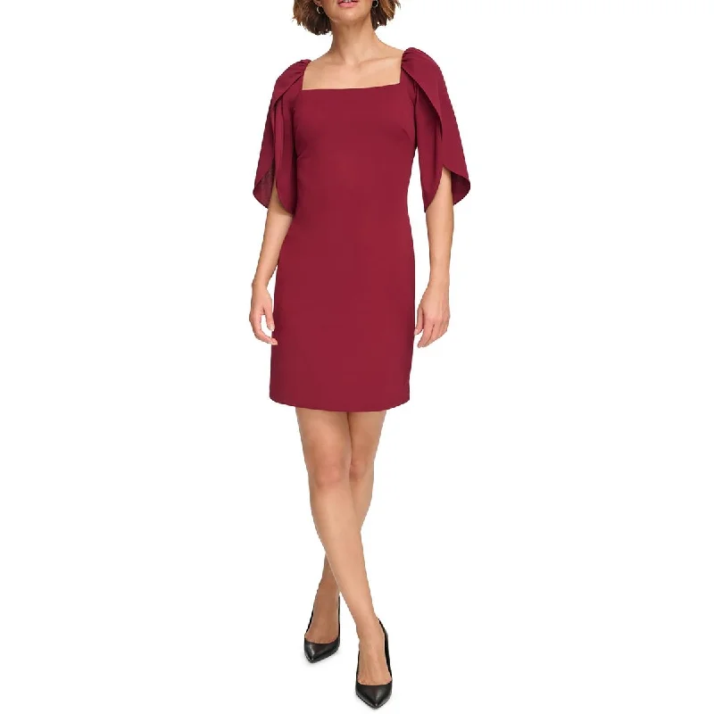 Winter Wardrobe Clearance DKNY Womens Square Neck Above Knee Sheath Dress