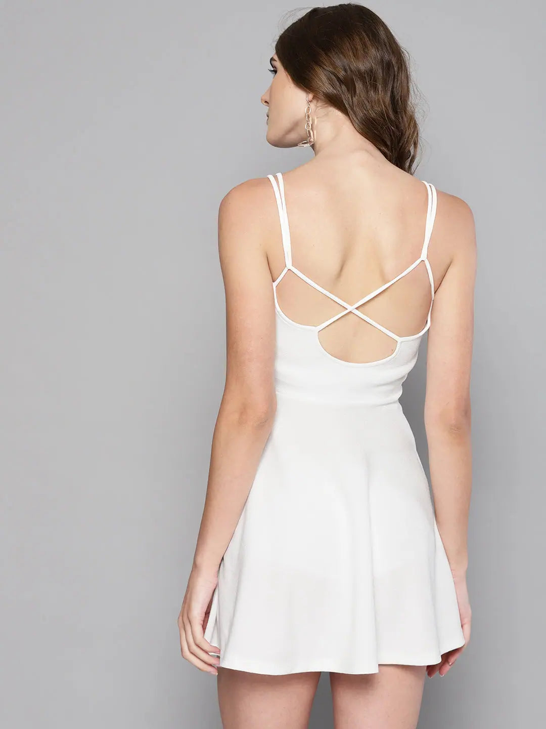 Casual Fashion Veni Vidi Vici White String Back Skater Dress