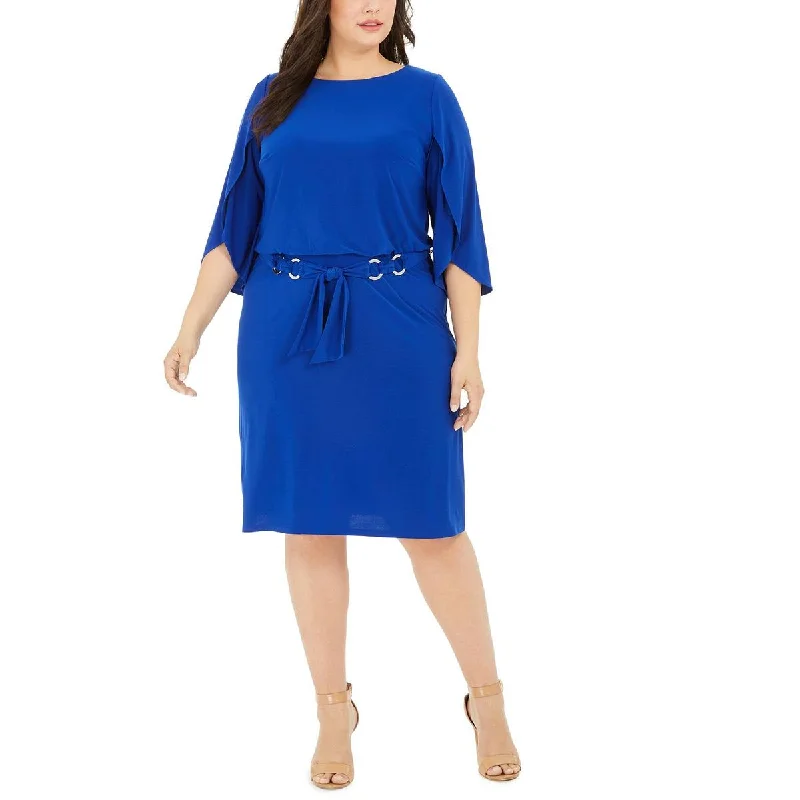 Affordable Fashion Clothing For Women MSK Womens Plus Tulip Sleeves Knee Fit & Flare Dress