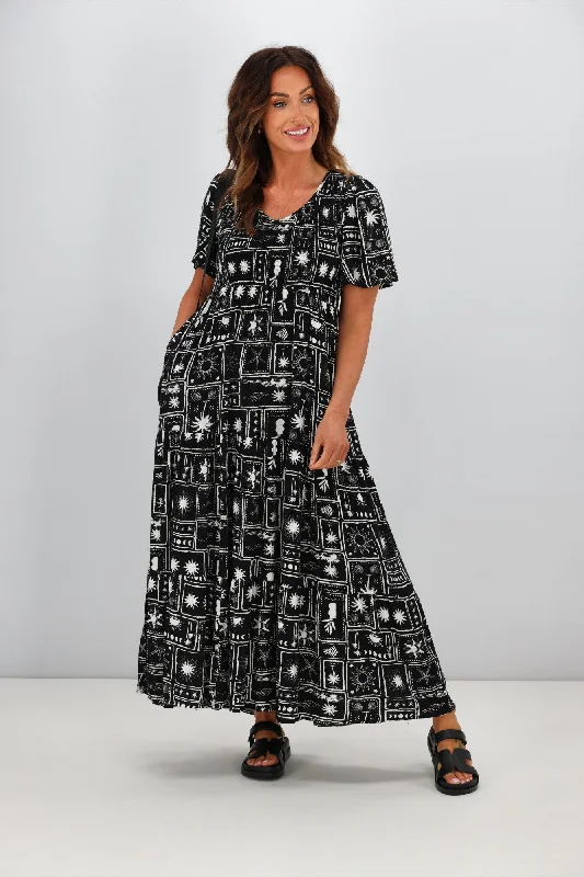 Timeless Women's Fashion Styles New U Collection Willow V Neck Dress Black