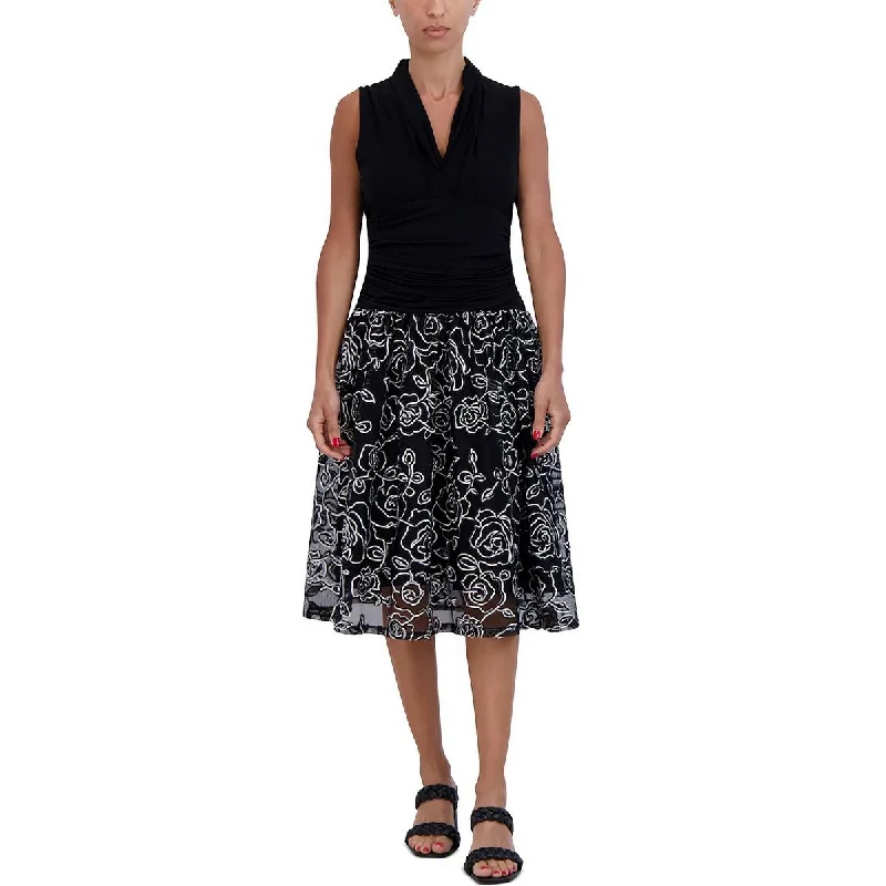 Fashionable Women's Outfit Signature By Robbie Bee Womens Embroidered Mesh Overlay Fit & Flare Dress