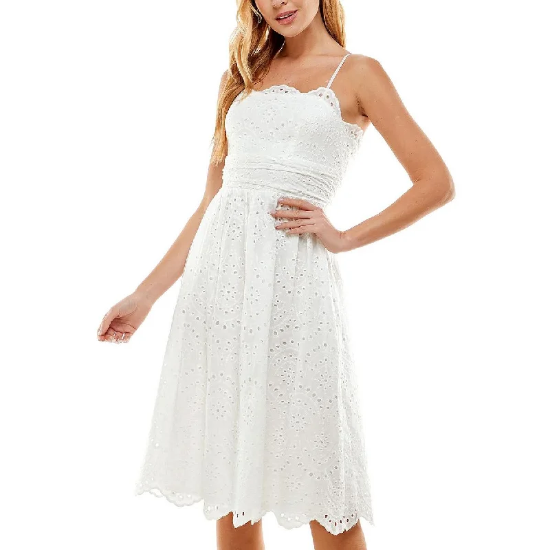 Women's Evening Wear Outfit City Studios Womens Juniors Eyelet Knee-Length Fit & Flare Dress