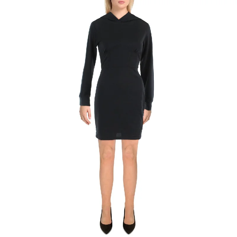 Women Fashion Almost Famous Womens Juniors Knit Hooded Sheath Dress