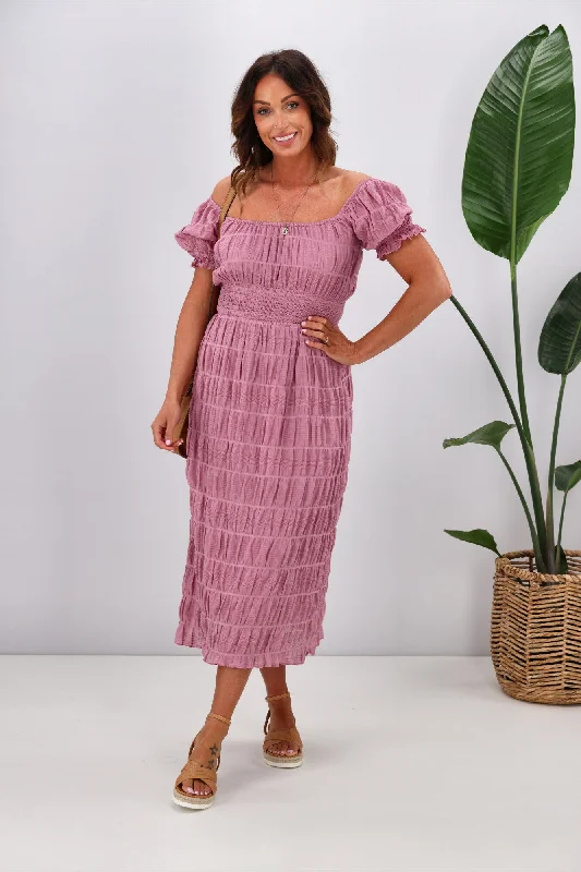 Women Online Clothing Boutiques Shine On Label Lucian Textured Dress Pink