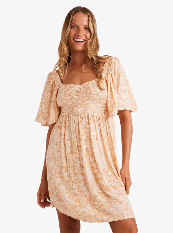 Free Spirited Fashion Roxy Golden Dawn Dress-Egret