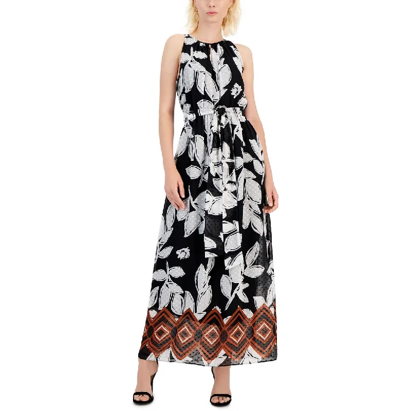 Women's Active Garments For Workouts Anne Klein Womens Printed Chiffon Halter Dress