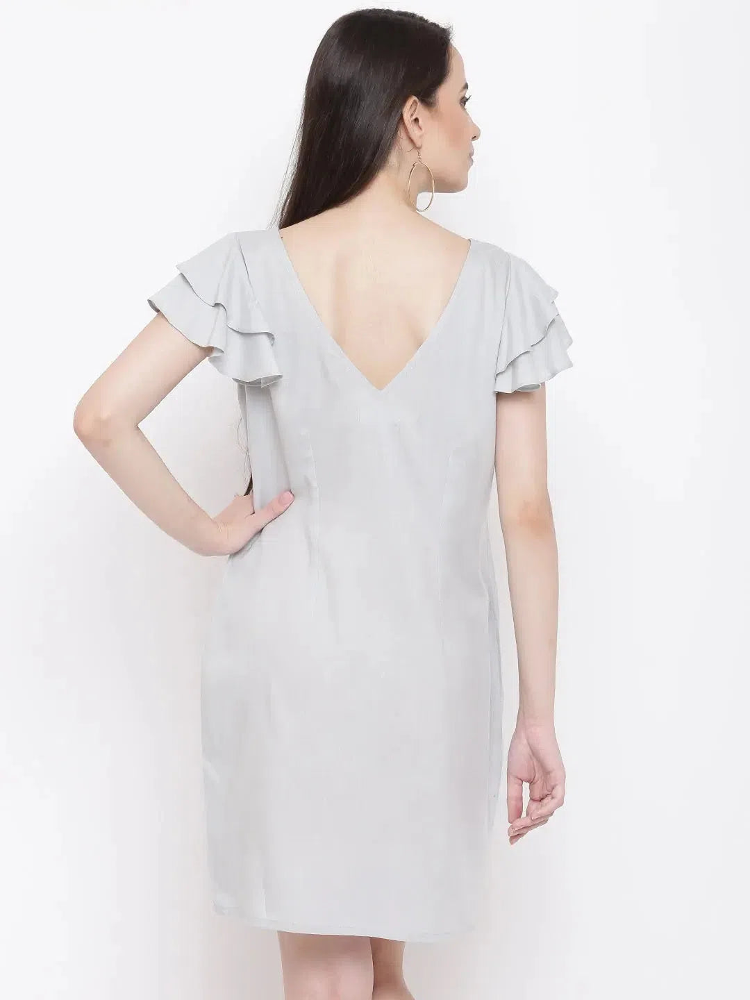 Exclusive Women's Fashion Collection Double frill Sift dress in Powder Blue