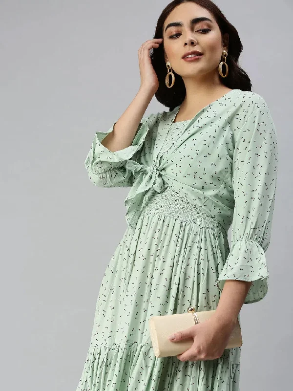 Online Boutique Stores Women's Green Abstract Dress-AE-9905-Green