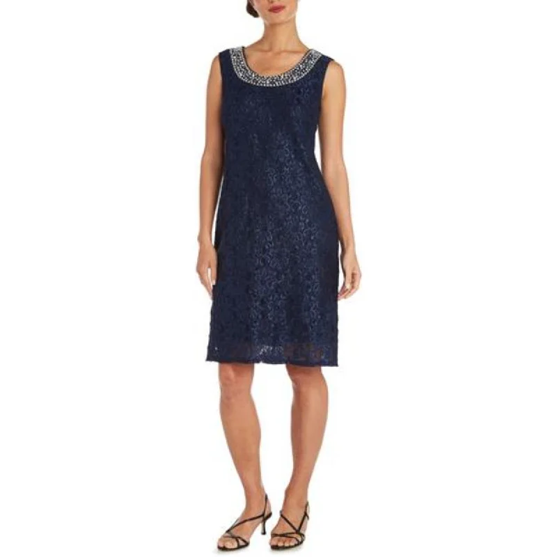 Stylish Savings R&M Richards Womens Plus Lace Glitter Cocktail Dress