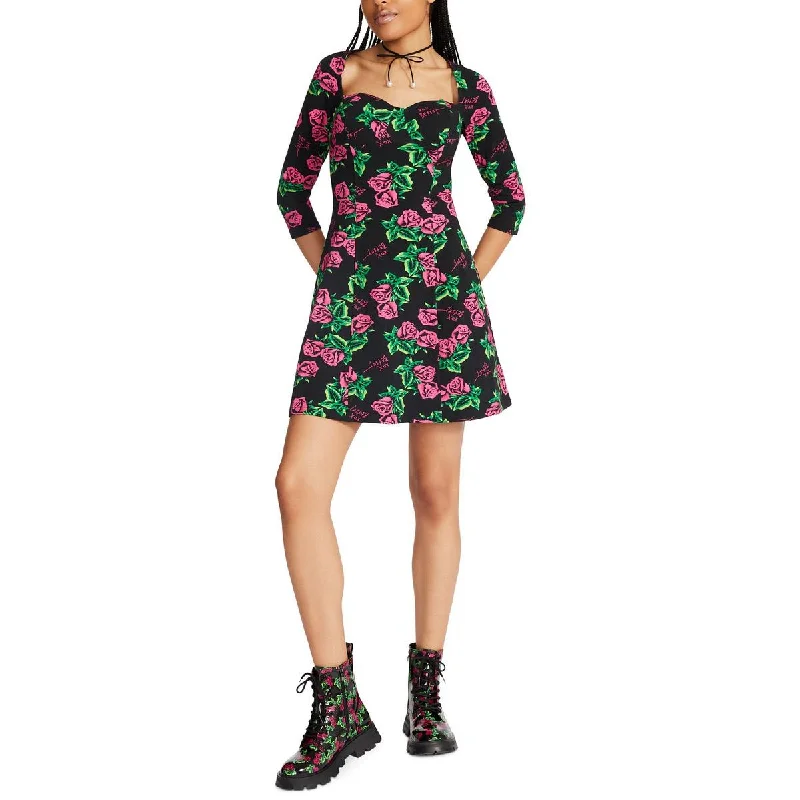 Timeless Classics Betsey Johnson Womens Printed Mini Fit & Flare Dress