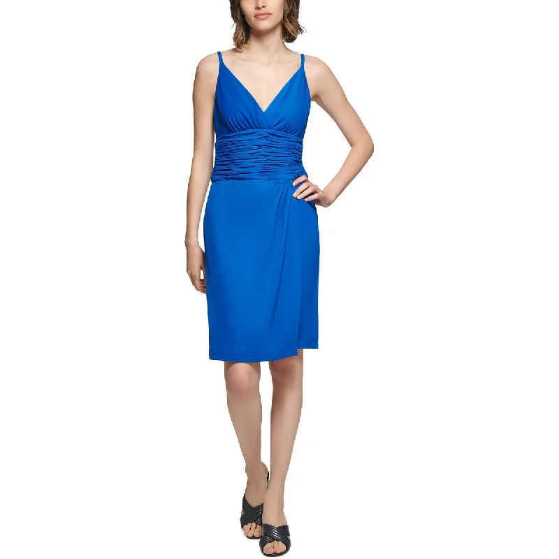 Luxe Women's Fashion Calvin Klein Womens Surplice Ruched Waist Sheath Dress