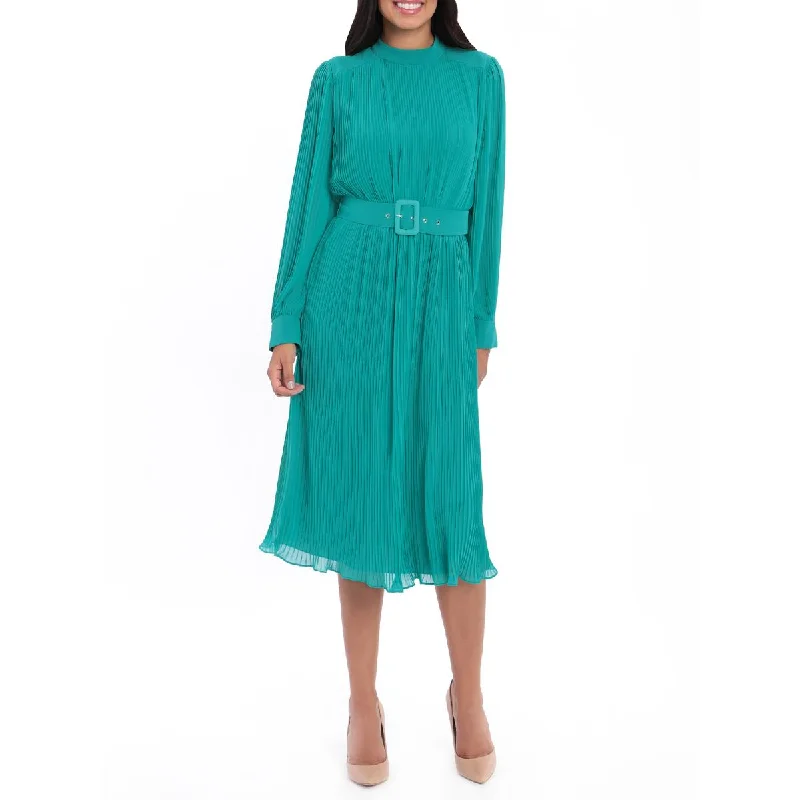 Casual Fashion Maggy London Womens Pintuck Mid Calf Fit & Flare Dress