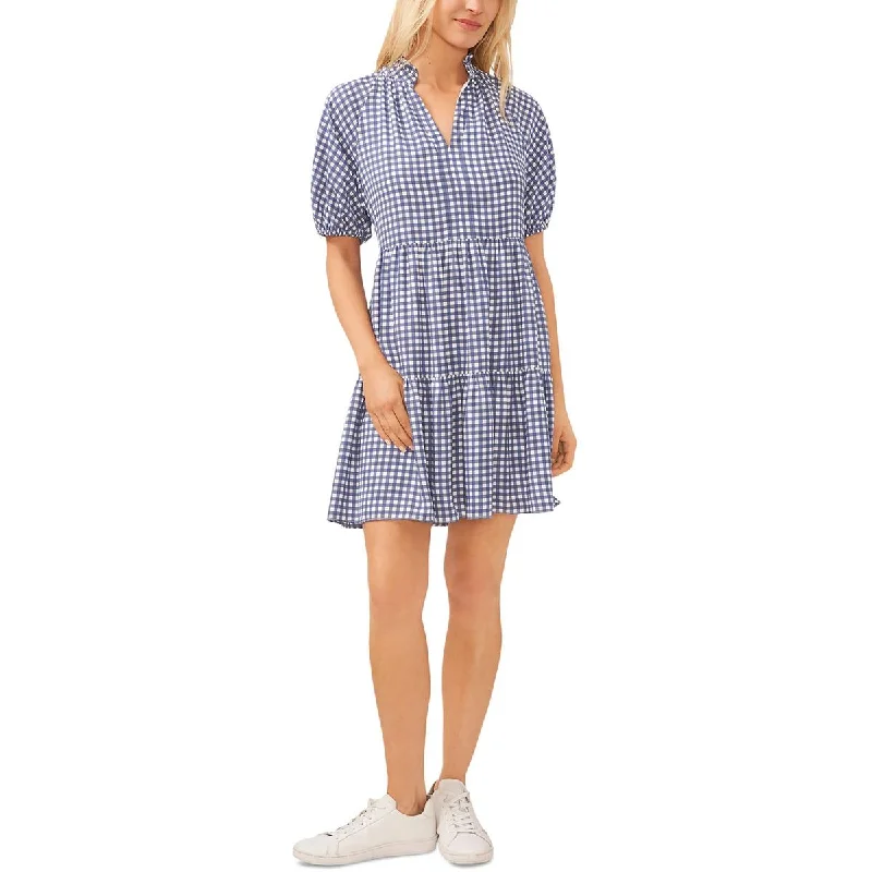 Evening Elegance CeCe Womens Above Knee Checkered Babydoll Dress