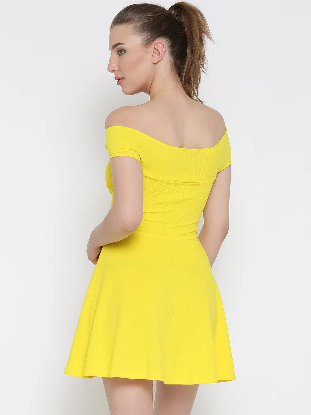 Latest Fashion for Women Yellow Bandage Bardot Skater Dress