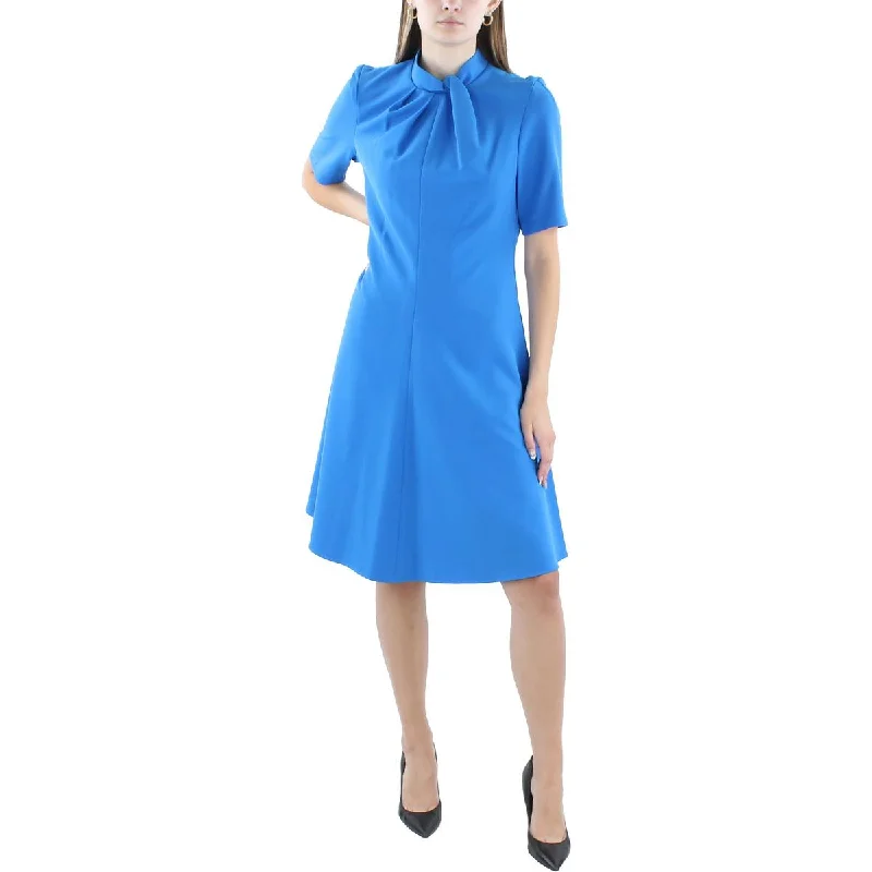Women's Trendy Clothing Black Halo Womens Pleated  Fit & Flare Dress