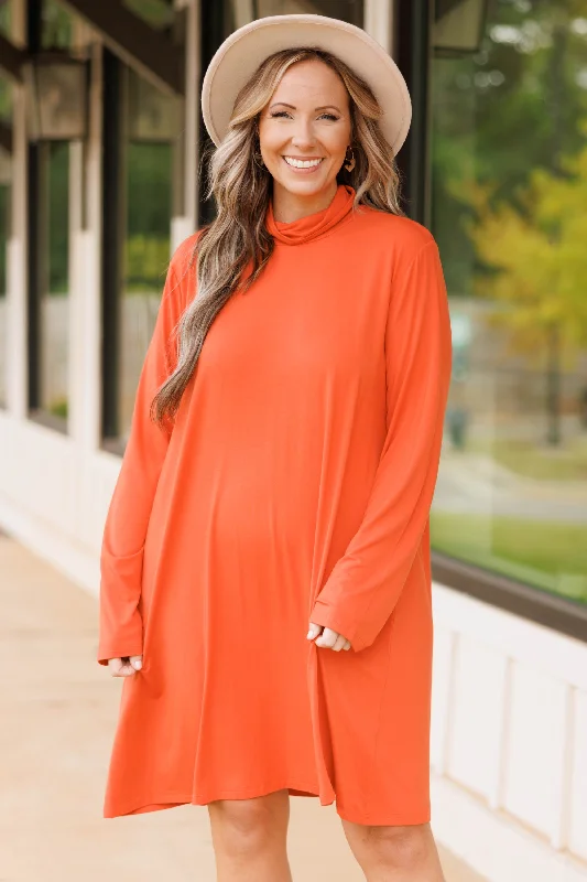 Women's Workout Garments Keeping Toasty Dress, Rust