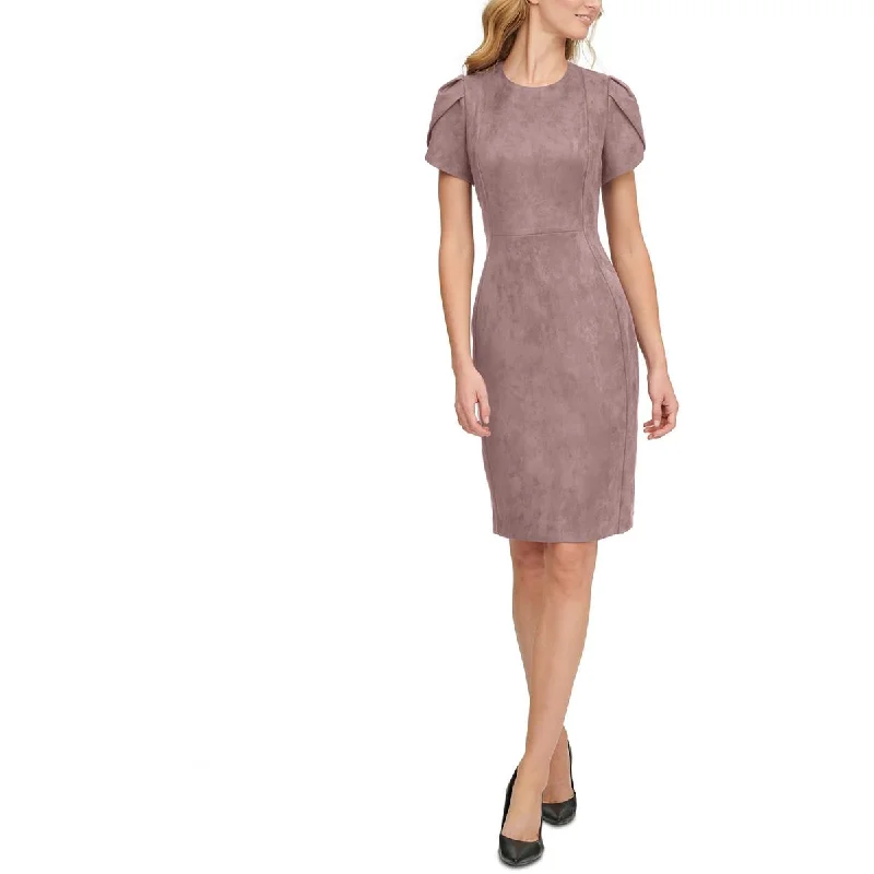 Women's Casual and Dressy Outfits Calvin Klein Womens Faux Suede Knee-Length Sheath Dress