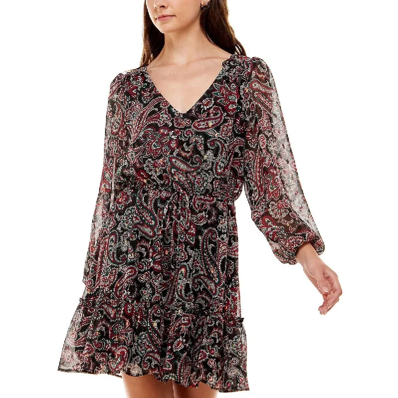 Affordable Women's Clothes Crystal Doll Womens Juniors Paisley Above Knee Fit & Flare Dress Affordable Women's Clothes Crystal Doll Womens Juniors Paisley Above Knee Fit & Flare Dress